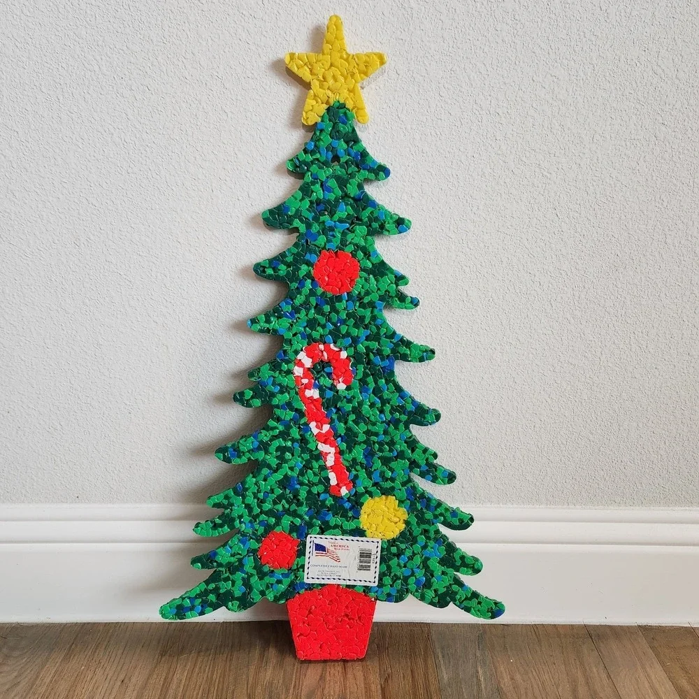 VTG Lot Of 2 Jolly Snowman Christmas Tree Handmade Melted Plastic Popcorn Hang